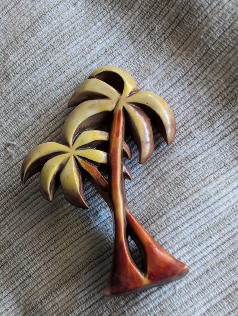 Tropical Palm Tree Brooch - Yellow & Brown